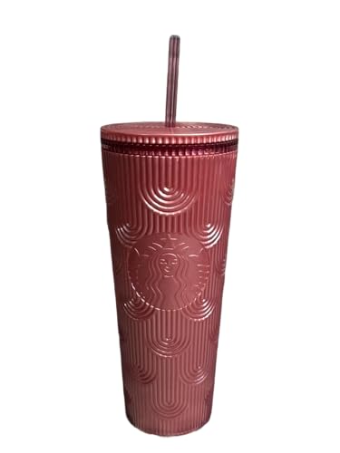 Starbucks Dusty Rose Pink Shimmer Shell Mermaid Scales Cold Cup Tumbler 24 oz Venti