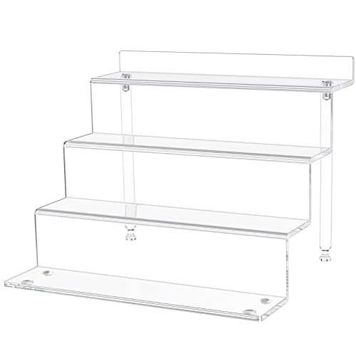 NIUBEE Acrylic Riser Display Shelf, Clear Display Stand for Amiibo Funko POP Figures,4 Tier Cupcakes Stand Perfume Organizer and Storage (Small)