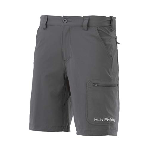 Huk Men's Standard Next Level Quick-Drying Performance Fishing Shorts, Charcoal-10.5', Large