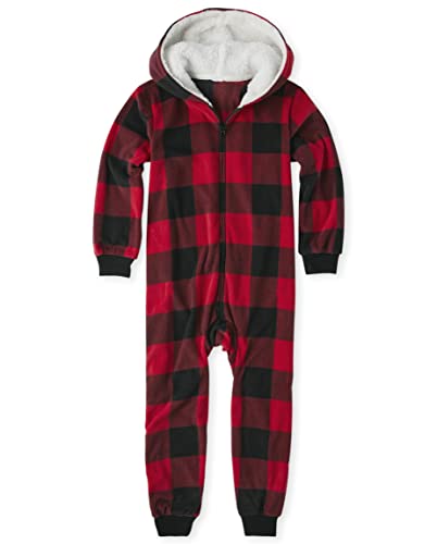 The Children's Place Kids One Piece Family Matching, Christmas Pajama Sets, Fleece, Red/Black Check, Medium