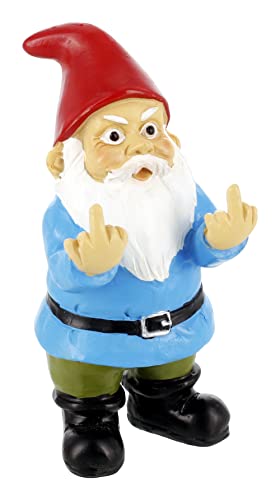 Gnometastic Mini Gnomes - Middle Finger Gnome 3.5in, Double Bird Gnome - Naughty Garden Gnome for Fairy Garden, Funny Garden Gnomes Decoration for Yard, Outdoor Lawn Ornament and Home Decor