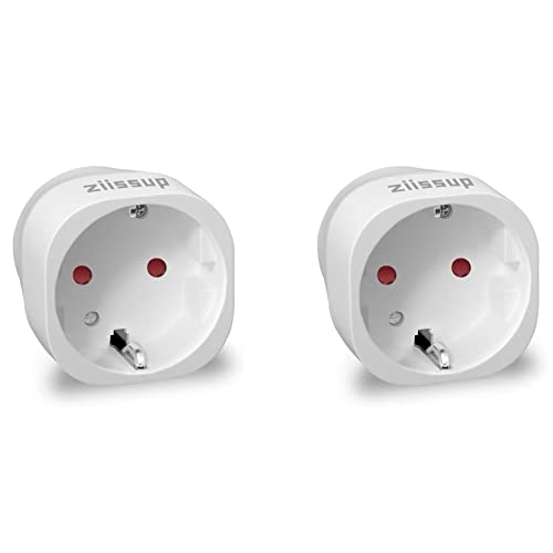 Ziissup European to USA Plug Adapter, EU to US Plug Adapter, Europe to USA Travel Converter for Most of Europe EU Spain France Type C/E/F Plugs to US Power Adapter, 2-Packs.