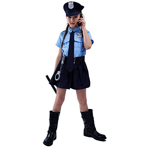PGOND Police Officer Girls Unform Party Costume(7-9 Years)