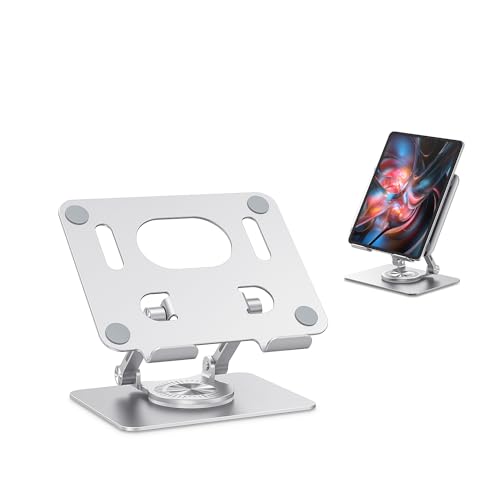 Orlian Tablet Stand Adjustable with 360 Swivel Base Aluminum Tablet Stand Holder Universal Tablet Holder for iPad Samsung Huawei Lenovo Fire Tablet Smartphone Kindle
