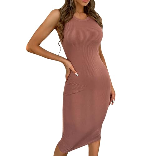 Generic Today Deals Prime, Summer Dresses for Women Womens Midi Dress Womens Casual Tank Top Dress Midi Dress Bodycon Dresses for Women Hot Pink Dress for Women (Hot Pink,S), Small