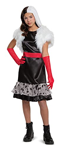 Cruella Costume for Tweens, Official Disney Estella Black Dress Outfit from Cruella Live Action Movie, Classic Size Extra Large (14-16)