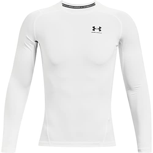 Under Armour Men's Armour HeatGear Compression Long-Sleeve T-Shirt , White (100)/Black , Medium