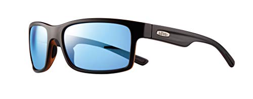 Revo Sunglasses Crawler: Polarized Lens with Performance Rectangle Wrap Frame, Matte Black Tortoise Frame with Blue Water Lens