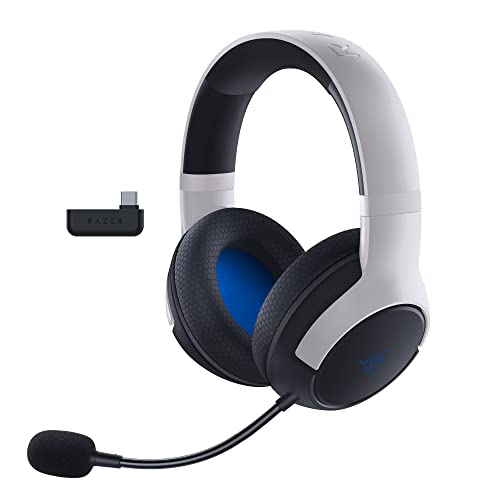 Razer Kaira Dual Wireless Gaming Headset for Playstation 5 / PS5, PC, Mobile, PS4: Triforce 50mm Drivers - HyperClear Cardioid Mic - 2.4GHz and Bluetooth w/SmartSwitch - EQ Toggle - White/Black
