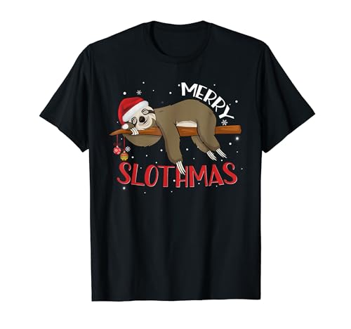 Merry Slothmas T Shirt Christmas Pajama for Sloth Lovers T-Shirt