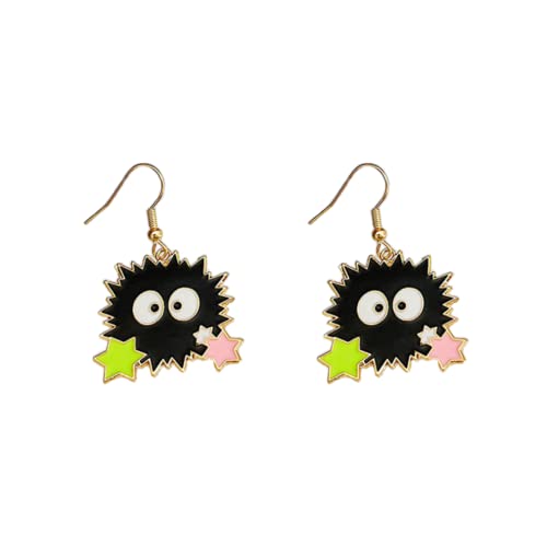 ZHOUMEIWENSP 1 Pair Anime Spired Away Earrings Cartoon No Face Man Earrings Dust Elf Stud Earrings Gifts for Women and Girls (Small briquette)