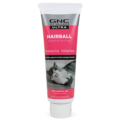 GNC Pets Ultra Hairball Control Gel/Paste Petroleum-Free, Cats, Salmon Flavor, 3.5-oz Tube| Hairball Supplement Gel for Cats | Daily Supplement for Hairball Control