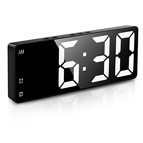 ORIA Digital Alarm Clock, [Newest] LED Alarm Clock, Large Display Desk Clock with Temperature Display, 12/24Hr, Snooze, USB Charging or AAA Powered for Bedrooms Living Room