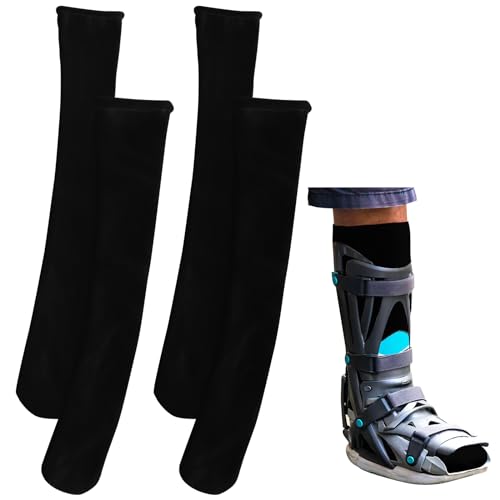 Seematn 2 Pairs Replacement Sock Liner for Walking Boots or Walker Brace Orthopedics Socks Fracture Walking Boot Sock Medical Boot Sock for Women and Men, One Size Fits Most(Black)