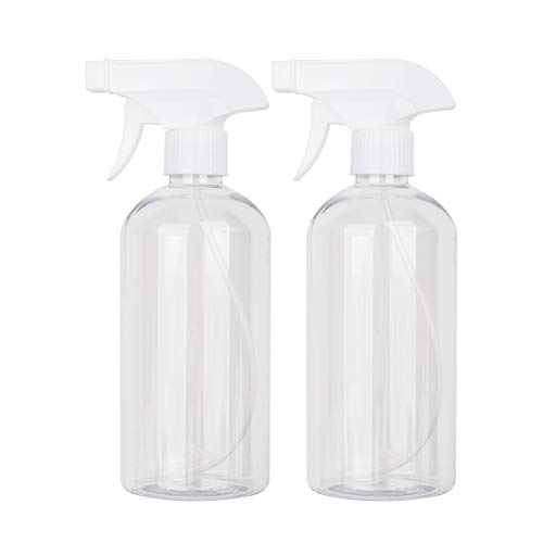 UUJOLY 16.9 oz Plastic Spray Bottle Trigger Empty Spray Bottles Clear Refillable Container for Water, Essential Oils, Hair, Cleaning Products, Adjustable Head Sprayer and Stream (2 Pack)