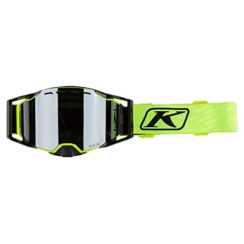 KLIM Rage Goggle Winter Anti-Fog Ski Snowmobile Goggle - Fragment Hi-Vis With Dark Smoke Silver Mirror Lens