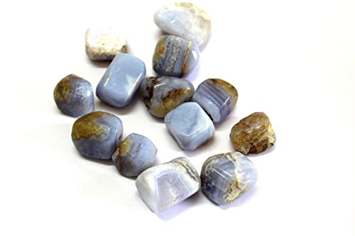 Wow Blue Lace Agate Tumbled Stone 100 Grams Approx. 0.75' to 1'inch Genuine w/Velvet Pouch Image is JUST A Reference