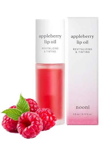 NOONI Korean Lip Oil - Appleberry | Lip Stain, Gift, Long-Lasting, Moisturizing, Plumping, Revitalizing for Dry Lips, Waterproof, No Peel Off, Korean Lip Tint, Red Tinted Lips, 0.12 Fl Oz