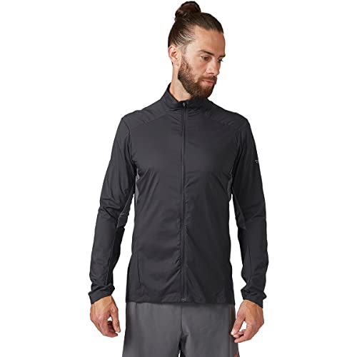 RAB Men's Windveil Pull-On Ultralight Windproof Shell Jacket for Hiking, Trail Running, and Climbing - Ebony/Graphene - X-Large