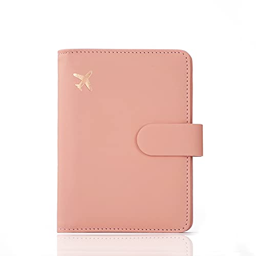 Melsbrinna Premium Leather Passport Holder Covers Case, Waterproof Rfid Blocking Travel Wallet Passport Holder with Pen Holder, Cute Passport Book for Women/Men (Baby pink)