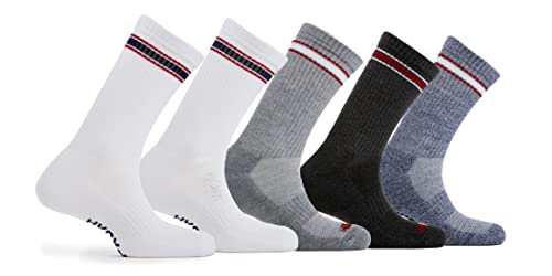PAJAR Men's Half Cushion Crew Socks with Arch Support, Assorted (6 Pair), One Size (7-12)