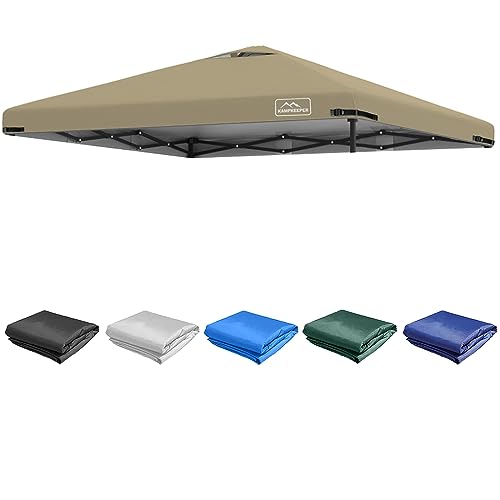 KAMPKEEPER 10x10 Pop Up Canopy Tent Top Replacement Cover Roof with Air Vent, Polyester UV 30 Waterproof for Outdoor Garden Patio Pavilion Sun Shade(Top Only) (Khaki)