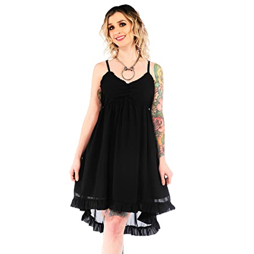 Sourpuss Hi-Lo Dresses (Solid Black, Medium)