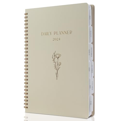 Simplified 2024 Daily Planner - Beautiful 7' x 10' Daily Planner for Women or Men with Weekly & Monthly Spreads for Easy Planning - Perfect Calendar Book To Organize All Tasks and Boost Productivity