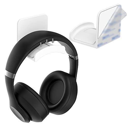HomeMount Headphone Stand Headset Holder - Adhesive Gaming Headphone Hanger Hook Desk Mount for Most Headphone & Controller (White)