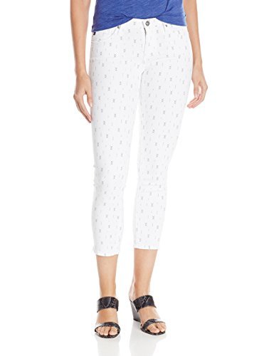 AG Adriano Goldschmied Women's Stilt Cigarette Crop Jean, Mosaic Print Optic White, 32