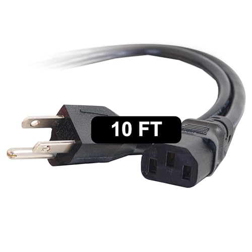 C2G 10FT Replacement AC Power Cord - Power Cable for TV, Computer, Monitor, Appliance & More (03134)