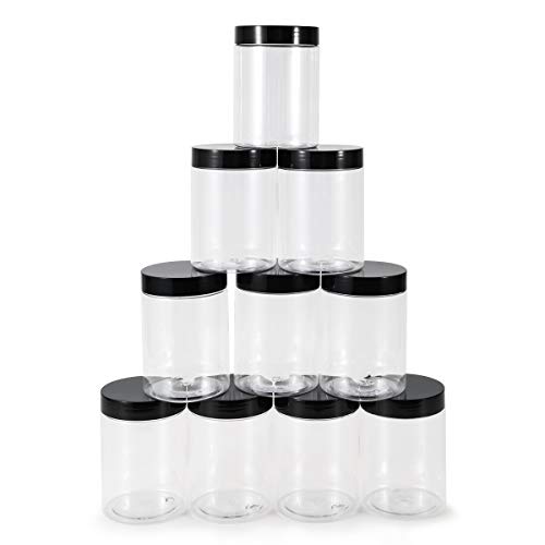 testyu 10 PCS Plastic Jars with Lids, 10 OZ Wide Mouth Jars with Airtight Lids, Clear Empty Slime Containers with Lids, Multipurpose Storage Jars for Home Kitchen Food Arts Crafts Cosmetic Sample