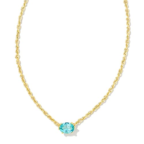 Kendra Scott Cailin 14k Gold-Plated Brass Pendant Necklace in Aqua Crystal, Fashion Jewelry For Women
