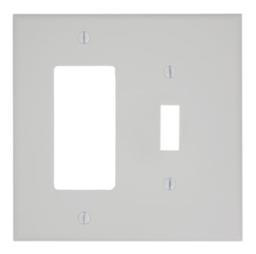 Leviton PJ126-W 2-Gang 1-Toggle 1-Decora/GFCI Combination Wallplate, Midway Size, White