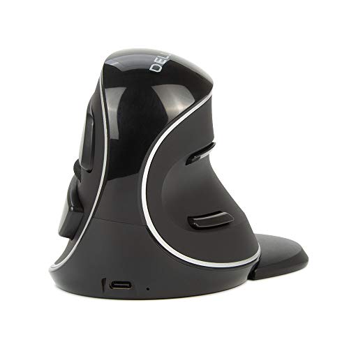 DeLUX Wireless Ergonomic Mouse with 4000DPI, Vertical Mouse with USB Receiver and BT1 + BT2, 6 Buttons and Removable Palm Rest for Laptop Computer and Carpal Tunnel (M618PD-Black)