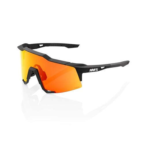 100% SPEEDCRAFT Sport Performance Cycling Sunglasses (Soft Tact Black - HiPER Red Multilayer Mirror Lens)