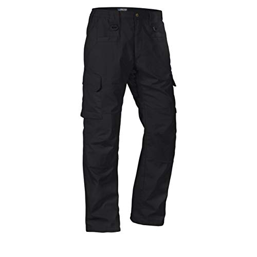 LA Police Gear Men's Basic Operator Pant, Elastic Waistband Uniform Cargo Pant with Blousing Strings, Durable EDC Tac Pants - Black - 36 x 32