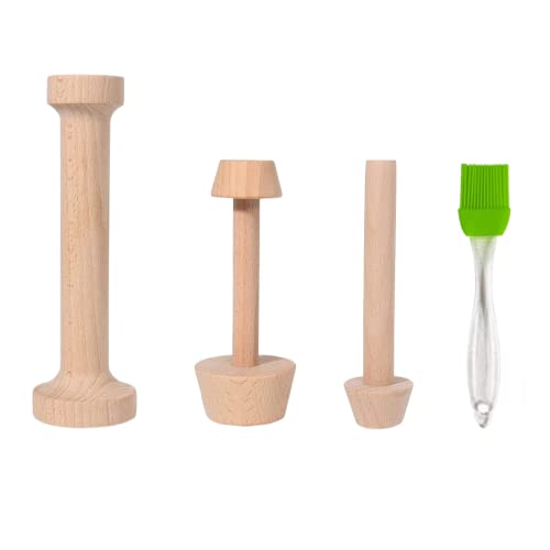 BRYHZKCM Wooden Tart Tamper Set Double Side Pastry Dough Tamper Egg Tarts Tamper Pastry Tools DIY Cake Pastry Tools for Making Egg Tart, Cheesecakes and Desserts, Set of 4