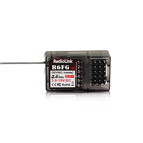 Radiolink R6FG 6 Channels 2.4GHz RC Receiver with Gyro, Surface Long Range Control RX for Vehicle Drifting/Crawler/Truck/Boat Works with Radio Controller RC4GS V3/RC6GS V3/RC4GS V2/RC6GS V2/T8FB/T8S