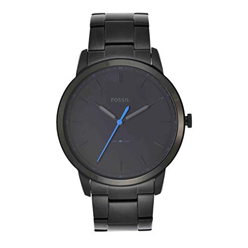 Fossil Men's Minimalist Quartz Stainless Steel Three-Hand Watch, Color: Black (Model: FS5308)