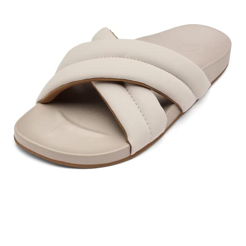 OLUKAI Hila Women's Beach Sandal, Water-Friendly Flip-Flop Slides, All-Day Wear & Ultra-Soft Comfort Fit, Cloudy/Cloudy, 8