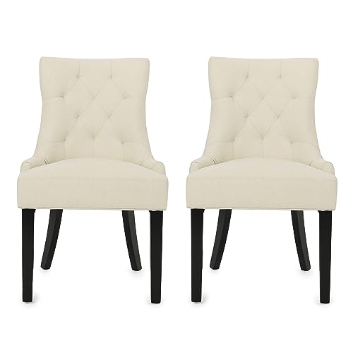 Christopher Knight Home Hayden Tufted Fabric Dining / Accent Chairs, 2-Pcs Set, Beige