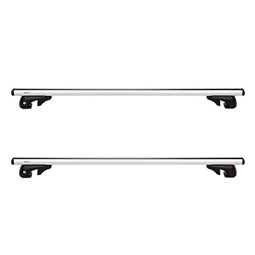 Amazon Basics Cross Rail Roof Rack, 52 inches, Pack of 2, Black/Silver