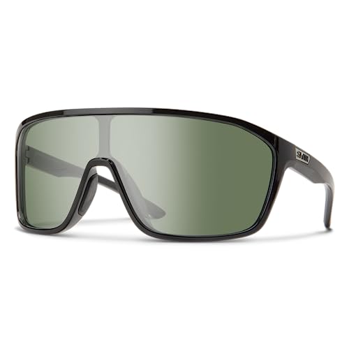 SMITH Boomtown Sunglasses – Shield Lens Performance Sports Active Sunglasses for Biking, Running, Fishing & More – For Men & Women – For Men & Women – Black + Grey Green ChromaPop Polarized Lens