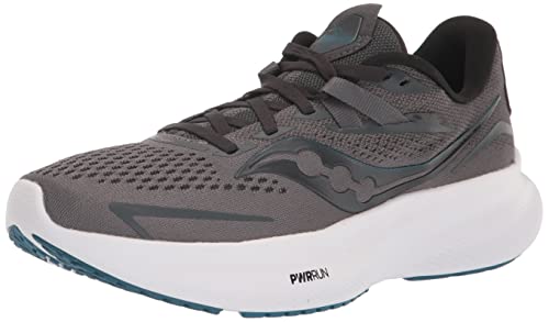 Saucony Men's Ride 15 Running Shoe, Charcoal/Shade, 10
