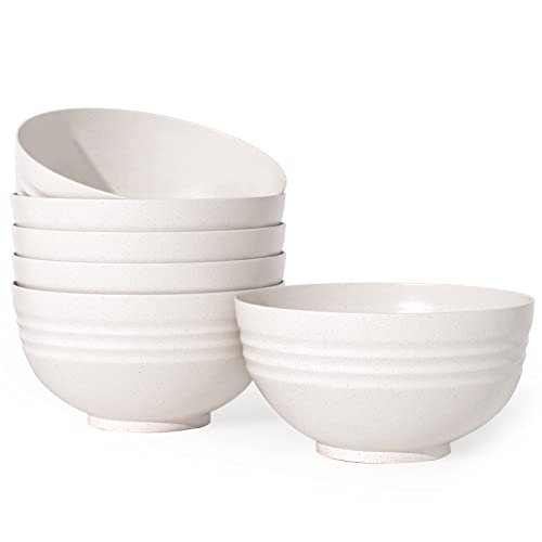 Homestockplus [Set of 6] 34 Oz Big Bowls， Soup Bowls BPA-Free Dishwasher & Microwave Safe Bowl Sets for Cereal, Salad, Soup, Ramen,Noodle,Oatmeal,Snack Apply to Kitchen, Freezer【Non Ceramic】