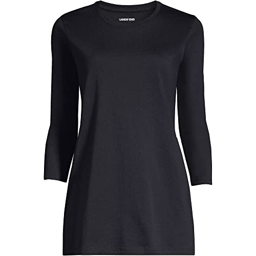 Lands' End Womens 3Q Cotton Supima Crew Neck Tunic Black Regular X-Large