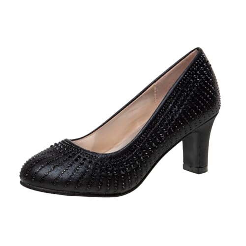 Badgley Mischka Girls Dress Shoes - Kids High Heels Closed Toe Slip On Pumps - Black (2 Big Kid)