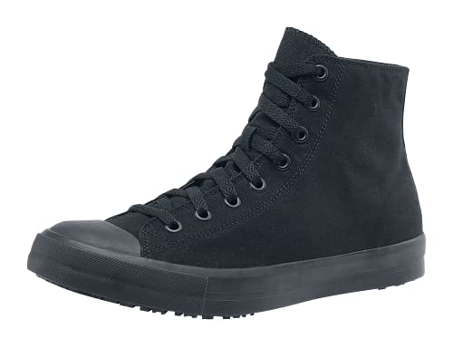 Shoes for Crews Pembroke, Men's, Women's, Unisex Slip Resistant Work Shoes, Water Resistant Sneakers, Black Canvas, Men's 7 / Women's 8.5