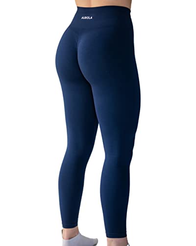 Seamless Scrunch Legging Women Yoga Pants 7/8 Tummy Control Workout Running for Workout Fitness Sport Active Ankle Legging-25'' (M, Tuxedo Blue)
